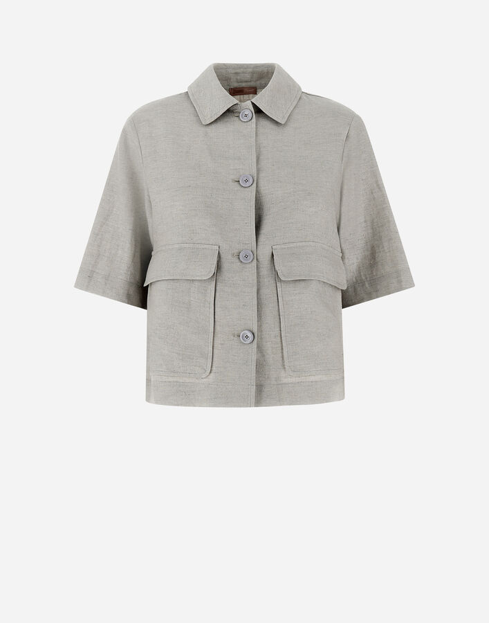 Herno RESORT SHIRT IN NEW LINO LUREX Light Grey GI00031DR171329406