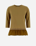 Herno CHIC COTTON JERSEY AND NEW TECHNO TAFFETÀ LONG-SLEEVED T-SHIRT Sand JG000226D520062000