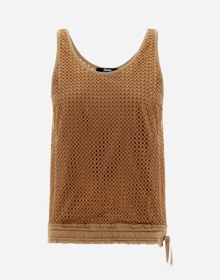 Herno SUPERFINE COTTON JERSEY AND SPRING LACE TOP Sand JG000227D520162000