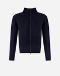 Herno RESORT CARDIGAN IN INFINITY WOOL RIB Navy Blue MC00036UR702189200
