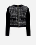 Herno GLAM TWEED AND KNIT PLANE BOMBER JACKET Black MP000137D131749300