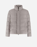 Herno BOMBER JACKET IN ARENDELLE AND FAUX FUR Dove Grey PI001019U12414Z2720