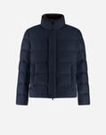 Herno BOMBER JACKET IN ARENDELLE AND FAUX FUR Navy Blue PI001019U12414Z9200