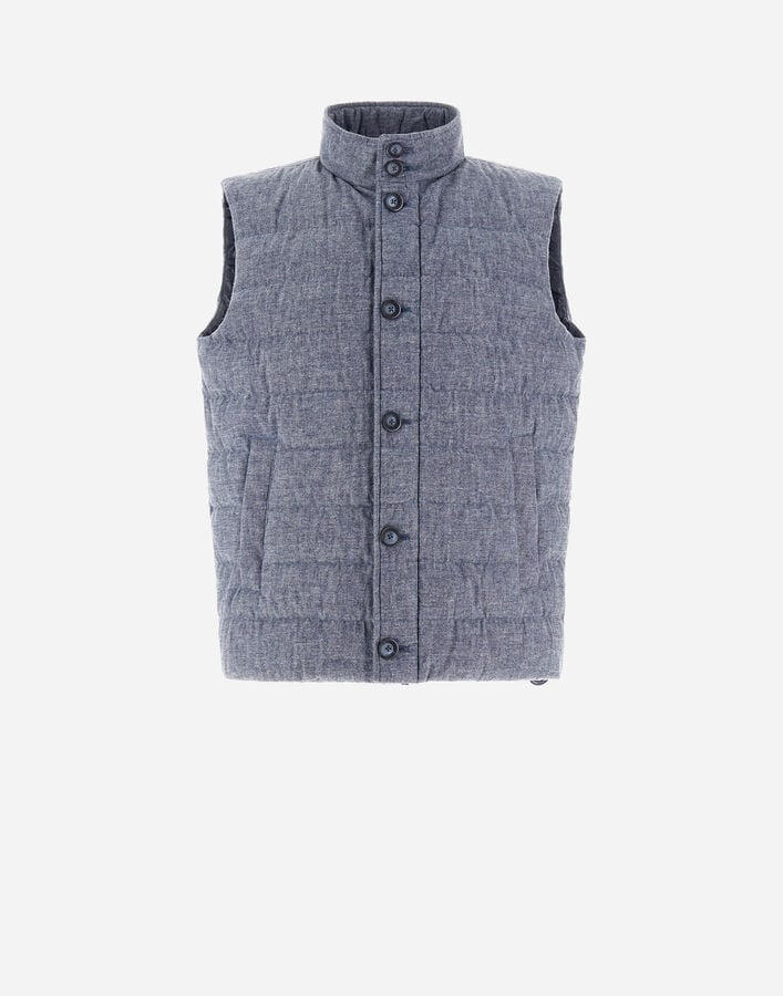 Herno RESORT WAISTCOAT IN COTTON-EFFECT DENIM Navy Blue PI00102UR131919200