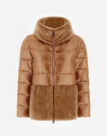 Herno CAPE IN NYLON ULTRALIGHT AND NEW LADY FAUX FUR Camel PI001933D12017Z2157