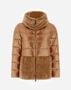 Herno CAPE IN NYLON ULTRALIGHT AND NEW LADY FAUX FUR Camel PI001933D12017Z2157