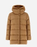 Herno A-SHAPE JACKET IN SATIN AND NEW LADY FAUX FUR Camel PI001934D12170Z2157
