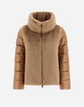 Herno CAPE IN NYLON ULTRALIGHT AND NEW LADY FAUX FUR Camel PI002017D12017Z2157
