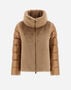 Herno CAPE IN NYLON ULTRALIGHT AND NEW LADY FAUX FUR Camel PI002017D12017Z2157