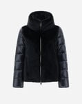 Herno CAPE IN NYLON ULTRALIGHT AND NEW LADY FAUX FUR Black PI002017D12017Z9300