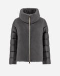 Herno CAPE IN NYLON ULTRALIGHT AND NEW LADY FAUX FUR Grey PI002017D12017Z9480